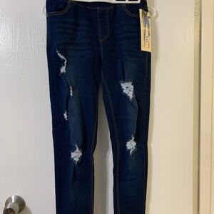 JVINI Dark Blue Distressed Skinny Jeans